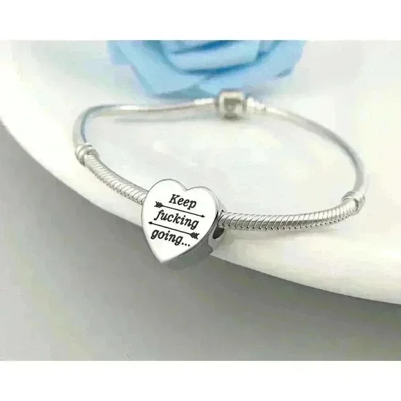 Heart Charm Fit for Pandora Charms Bracelet Inspirational Engraving Jewelry Pers - Picture 3 of 7